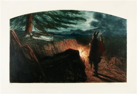 Lionello Balestrieri, Lotto composto di 2 incisioni. 1908. 1) Mefistofele e...