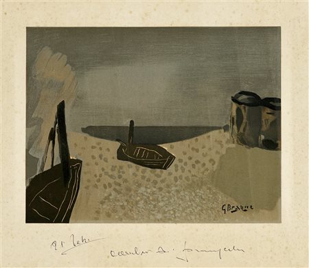 Georges Braque, Le barque. 1955. Litografia. mm 270x350. Foglio: mm 385x446....