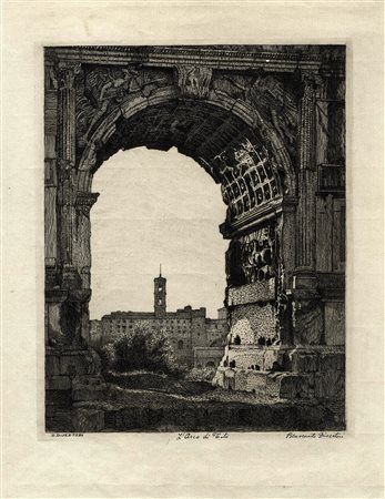 Benvenuto Disertori, Lotto composto di 2 incisioni. 1918. 1) L'Arco di Tito....