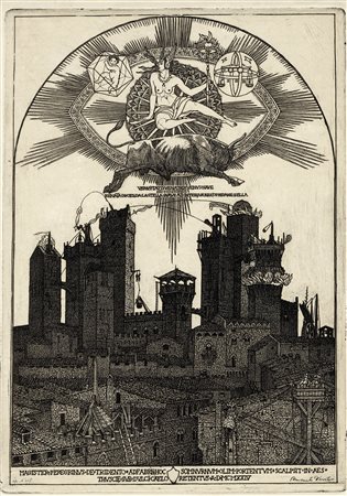 Benvenuto Disertori, Lotto composto di 2 incisioni. 1918. 1) Il pianeta...