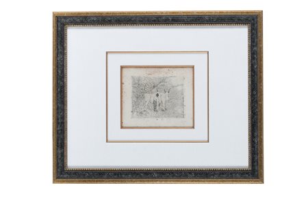 Giovanni Fattori, Contadino e buoi. 1925. Acquaforte. mm 110x142. Foglio: mm...