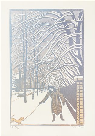 Conrad Felixmüller, Berlin-Zehlendorf. 1973. Xilografia a due legni. mm...