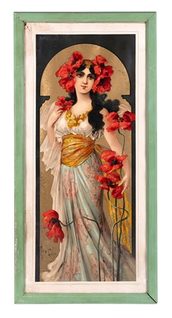 Mary Golay, Poppy perfection. 1900. Manifesto litografico. mm 1000x405. Firma...