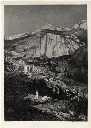 Max Klinger, Mondnacht. 1881. Acquatinta. mm 410x290. Foglio: mm 560x406....