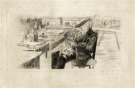 Luigi Levi (detto Ulvi Liegi), Giovanni Fattori nel suo studio. 1904....