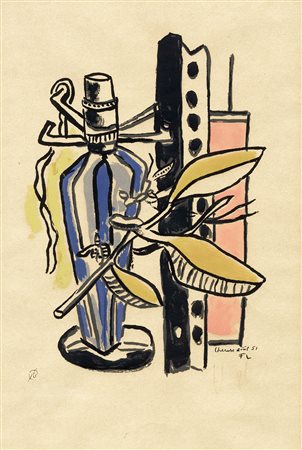 Fernand Léger, Bouteille Bleu. 1951. Serigrafia. mm 290x195. Foglio: mm...