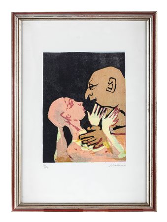 Mino Maccari, Lotto composto di 2 incisioni. 1900. Coppia di linoleografie su...