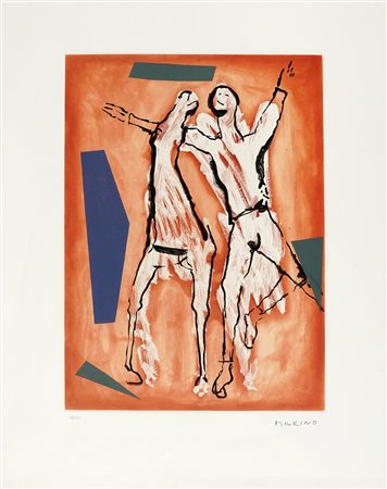 Marino Marini [after], Cavallo e cavaliere. 1987. Acquatinta. mm 490x365....
