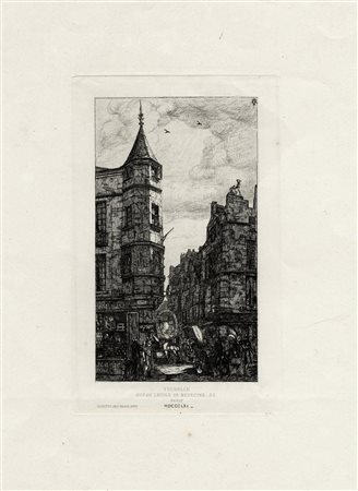 Charles Meryon, Tourelle. Rue de l'Ecole de Medecine, 22. 1861. Acquaforte....