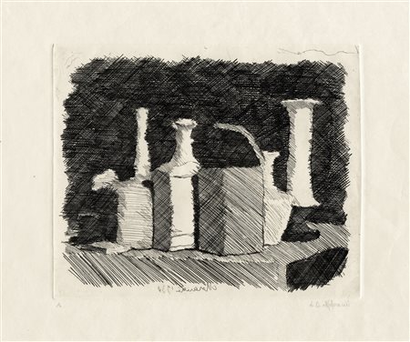 Giorgio Morandi, Natura morta. 1930. Acquaforte. mm 200x236. Foglio: mm...