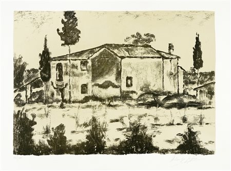 Ardengo Soffici, La casa del Berna. 1962. Litografia. mm 352x500. Foglio: mm...