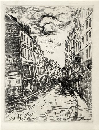 Autori vari, Lotto composto di 2 incisioni a tema cittadino. 1937. 1)...