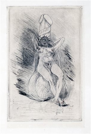 Félicien Rops, La Luxure. 1800. Puntasecca. mm 245x164. Foglio: mm 512x340....