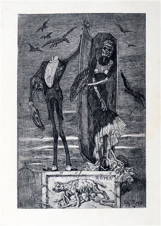 Félicien Rops, Le vice supreme. 1884. Hèliogravure su carta Giappone. mm...