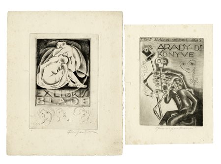 Michel Fingesten, Lotto composto di 3 incisioni. 1900. 1) Ex libris Arady Dr....