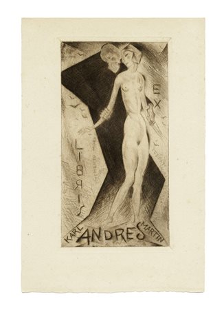 Michel Fingesten, Ex Libris Karl Martin Andres. 1921. Acquaforte e...