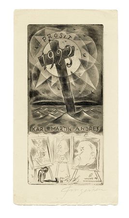 Michel Fingesten, Prosit - Karl Martin Andres. 1923. Acquaforte, acquatinta e...