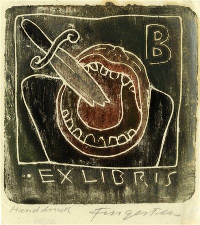 Michel Fingesten, Ex Libris B(otta). 1942. Linoleografia. mm 120x115. Foglio:...