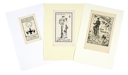 Autori vari, Corposa raccolta di 126 Ex Libris dedicati a Gino Sabatini....