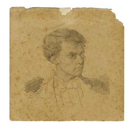 Anonimo del XIX secolo, L'amico Cabianca. 1800. Matita su carta. mm 126x129....