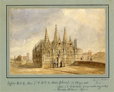Anonimo del XIX secolo, Santa Maria della Spina a Pisa. 1840. Matita e...