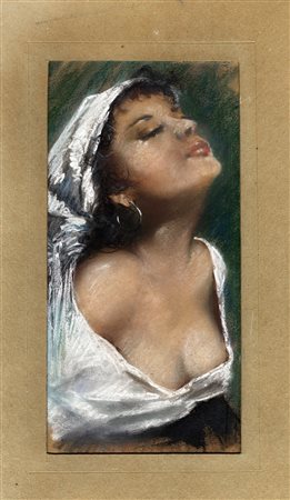 Anonimo del XX secolo, Bohème. 1900. Pastello grasso su cartone. cm 34x18,4....