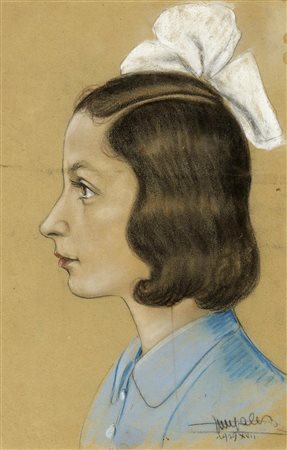 Anonimo del XX secolo, Lotto composto di 2 ritratti femminili di profilo....