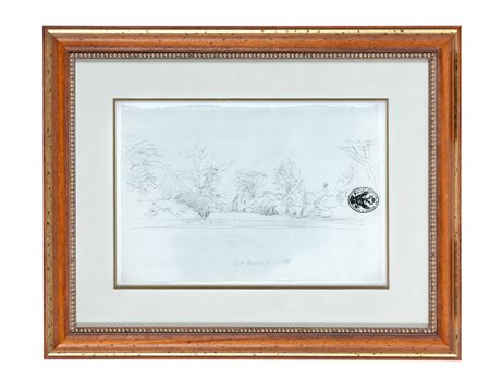 Pietro Annigoni, Paesaggio/Tempietto. 1900. Recto: Penna e inchiostro di...