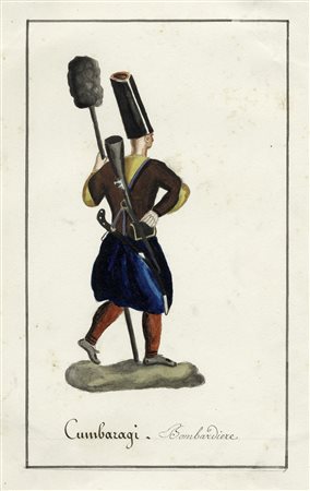 Jean Baptiste Barla, Lotto composto di 12 bozzetti costumistici militari...