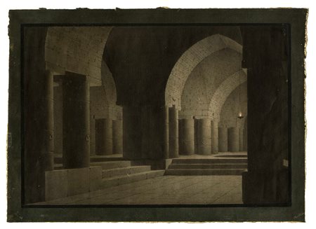 Antonio Basoli [attribuito a], Lotto composto di 2 acquerelli. 1800. Tecnica...