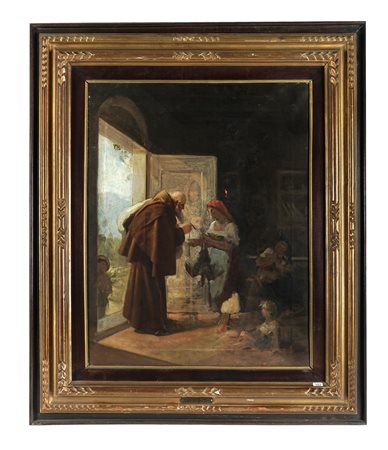 Luigi Bechi, L'elemosina. 1800. Olio su tela. cm 75,3x60,2. Placchetta...