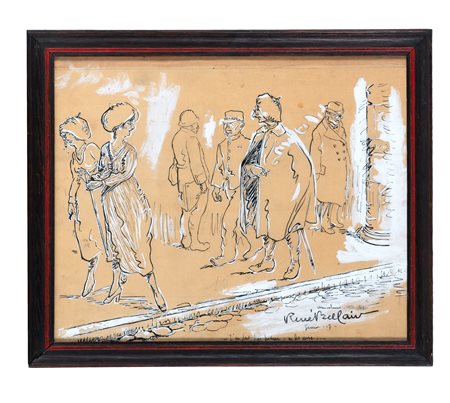 Renè Bellain, Vignetta. 1900. Penna e inchiostro di china nero e biacca di...