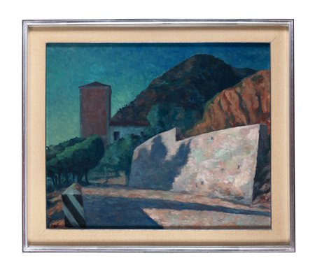 Lino Bianchi Barriviera, Acciaroli. 1972. Olio su tela. cm 60,5x70. Firmato...