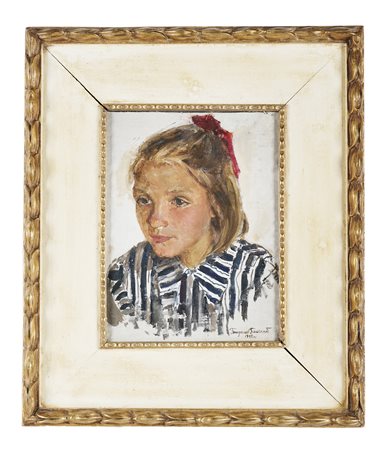 Nikolay Petrovich Bogdanov-Belsky, Ritratto di bambina con fiocco rosso....