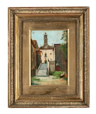 Odoardo Borrani, Studio a Monte Senario. 1800. Olio su tavoletta. cm 17,1x12....
