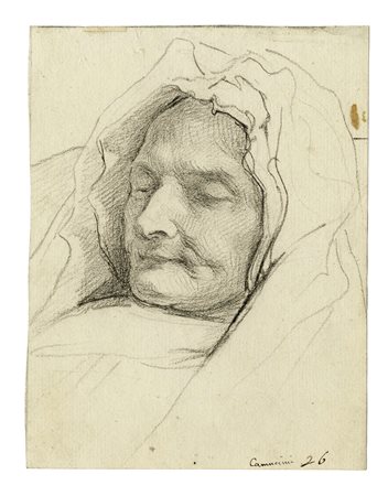 Vincenzo Camuccini, Volto di donna velata. 1823. Matita su carta vergellata....