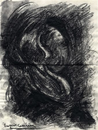 Eugène Carrière, Volto femminile. 1900. Carboncino acquerellato su carta...