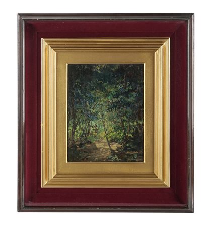 Luigi Ciani, Bosco d'estate. 1943. Olio su tavoletta. cm 30,7x24. Firma e...