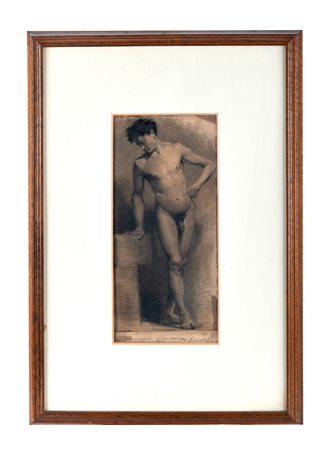 Tranquillo Cremona, Studio. 1800. Carboncino su carta greve. mm 340x150. Al...