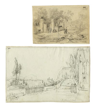 Giacinto Gigante, Lotto composto di 5 disegni su Napoli. 1831. Raccolta di 5...