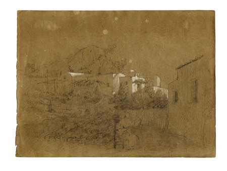 Giacinto Gigante, Lotto composto di 2 disegni. 1856. 1) Capri. Matita e gesso...