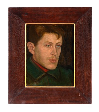 Anna Hug, Ritratto di giovane soldato polacco. 1915. Olio su cartone. cm...