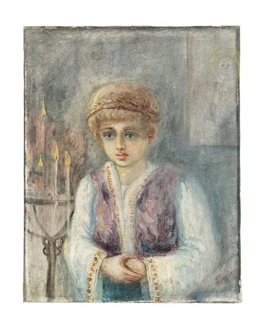 Maria Aleksandrovna Lagorio, Volto di bambino. 1926. Olio su tela. cm 63x48....