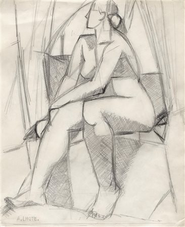 André Lhote, Nudo femminile cubista. 1910. Matita su carta. mm 323x263....