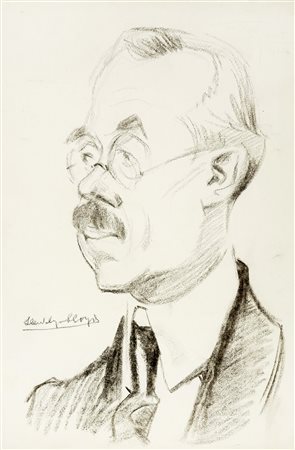 Llewelyn Lloyd, Autoritratto. 1935. Carboncino su carta filigranata. mm...