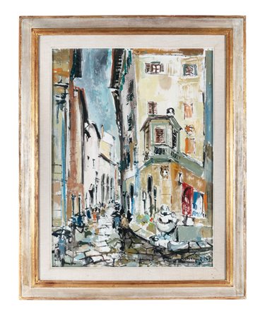 Rodolfo Marma, Borgo S. Jacopo. 1969. Olio su tela. cm 80x60,5. Firmato e...