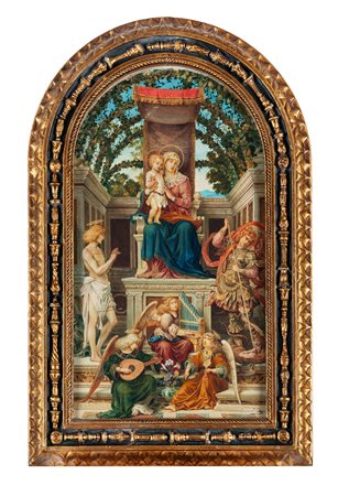 Ricciardo Meacci, Madonna con Gesù bambino in trono. 1800. Tecnica mista su...