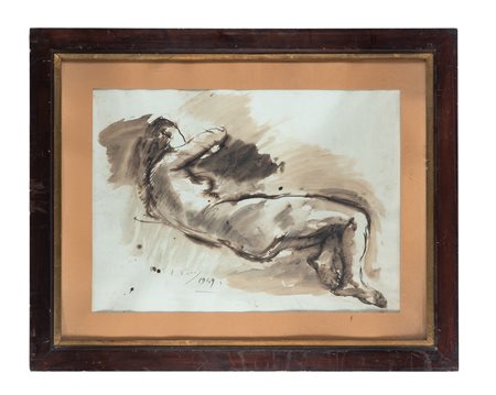 Ennio Pozzi, Lotto composto di 2 disegni. 1949. Bistro su carta. mm 420x585...
