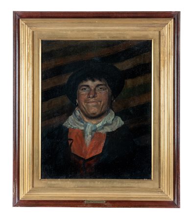 Mario Puccini, Pescatore livornese. 1900. Olio su tela. cm 49x40. Targhetta...