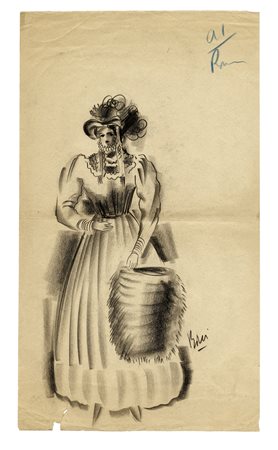 Paolo Ricci, Lotto composto di 4 bozzetti costumistici. 1940. Raccolta di 5...